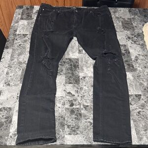 Cooper 9 Men's Relaxed Fit Black Distressed Jeans